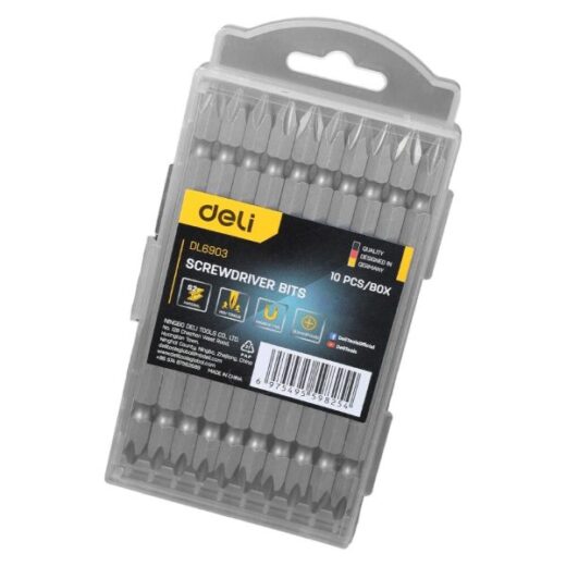 Deli EDL6903 Screwdriver Bits PH2×110mm 10 Pcs High Torque Magnetic