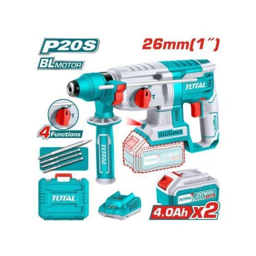 TOTAL TRHLI202287 Cordless Rotary Hammer 20V Brushless SDS Plus