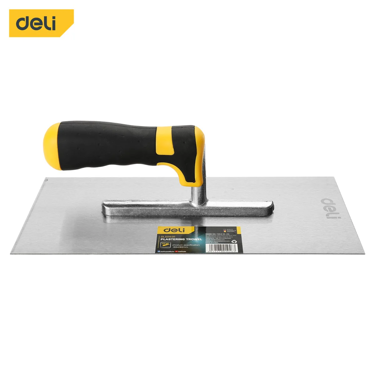 Deli EDL509311 Plastering Trowel 280×130mm Stainless Steel Finishing Trowel