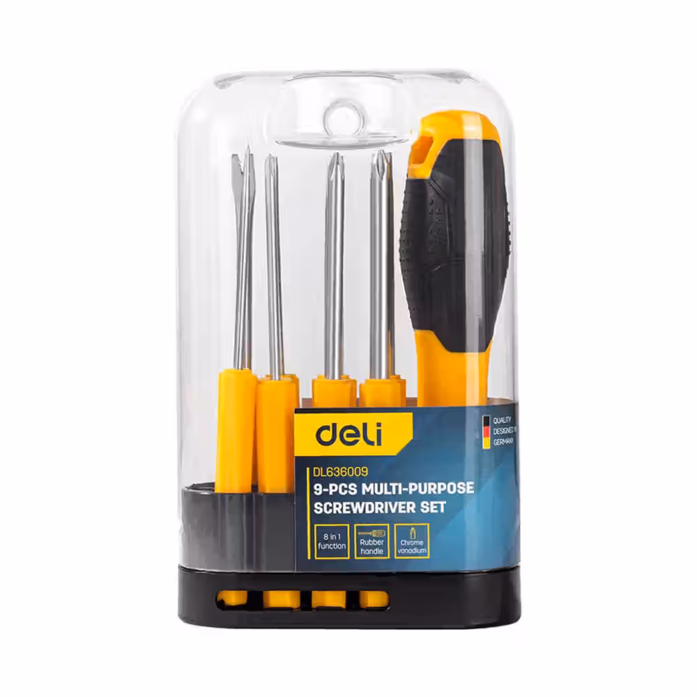 Deli EDL636009 9 Pcs Screwdriver Set Interchangeable CR-V Multi-Bit Tool