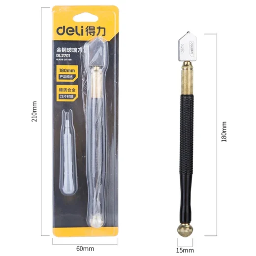 Deli DL2700 Heavy Duty Glass Cutter 3–12mm Oil Feed Precision Cutter