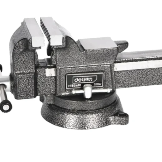 Deli DL2904Z 4-Inch Bench Vice – Heavy-Duty Cast Iron Table Vise with Swivel Base