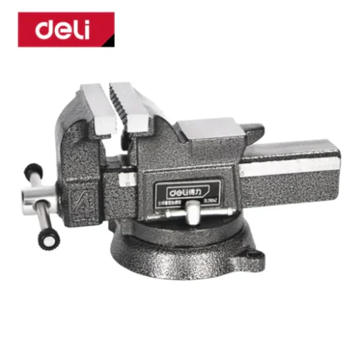 Deli DL2905Z 5-Inch Bench Vice – Heavy-Duty Cast Iron Table Vise with Swivel Base