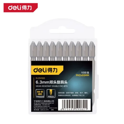 Deli DL252065 Screwdriver Bits PH2×65mm 10 Pcs Double-Ended High Torque