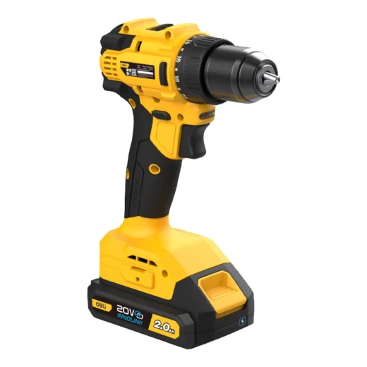 Deli EDC120-2 Lithium-Ion Cordless Drill – Compact 20V Electric Drill Driver with LED Light
