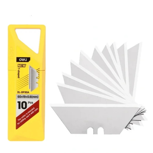 Deli EDL-DP30A 18mm Utility Knife Blades 10-Piece Set – T-Shaped Carbon Steel Blades