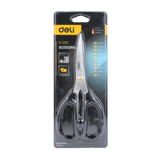 Deli EDL2613 Scissors 195mm Stainless Steel Multi-Purpose Cutting Scissors