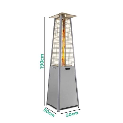Pyramid Patio Heater Silver Stainless Steel – Outdoor Gas Heater for Patio & Garden