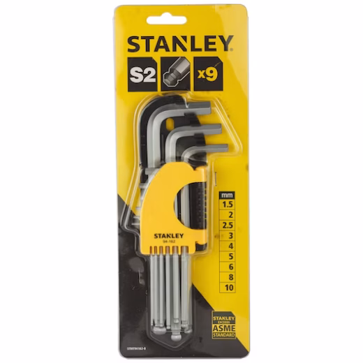 Stanley STMT94162-8 Allen Key Set Spheric Head Long 9PC 1.5–10MM