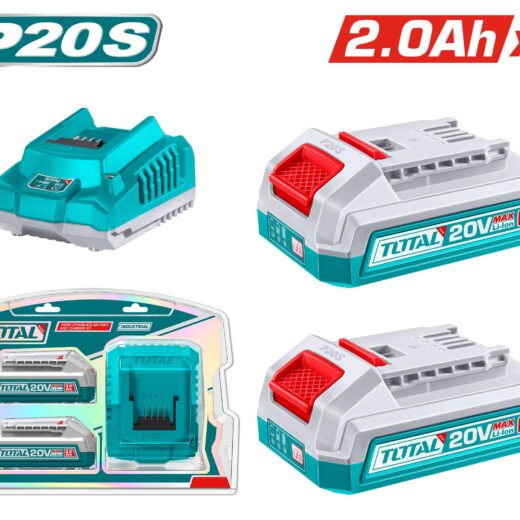 TOTAL TFBCPK2212 P20S Lithium-Ion Battery & Charger Kit – 20V Fast Charging Power Set