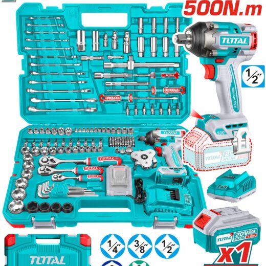 TOTAL THKTHP31522 152PCS Cordless Impact Wrench Tool Set – Heavy-Duty 20V Professional Kit