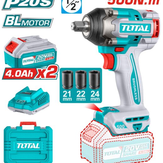 TOTAL TIWLI2085 Cordless Impact Wrench – High Torque 20V Power Tool for Professional Use