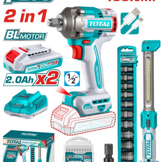 TOTAL TOSLI23048 Cordless Angle Grinder Combo Kit – 20V 2PCS Set for Cutting & Grinding