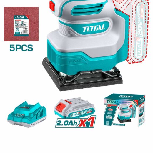 TOTAL TSHSLI20141 Cordless Sheet Sander – 20V Lithium-Ion Finishing Tool