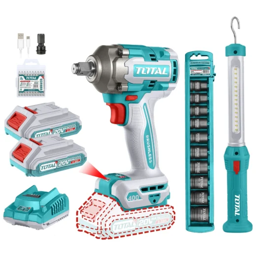 TOTAL TOSLI23056 Cordless Angle Grinder Combo Kit – 20V 2PCS Heavy-Duty Cutting & Grinding Set