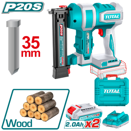 Total TCBNLI20686 Cordless Brad Nailer 20V – F15–F35 Nails