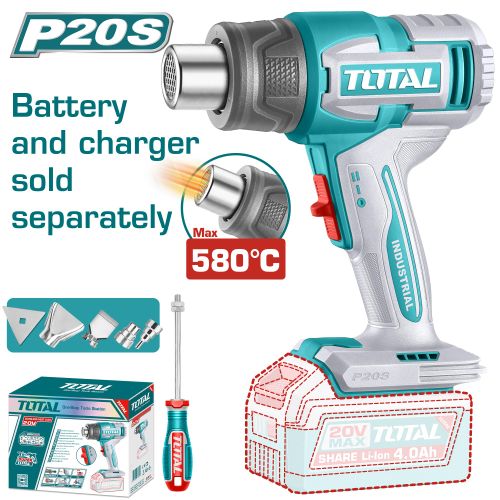 TOTAL TBLI2008 Cordless Hot Air Gun 20V – 580°C, 200 L/min