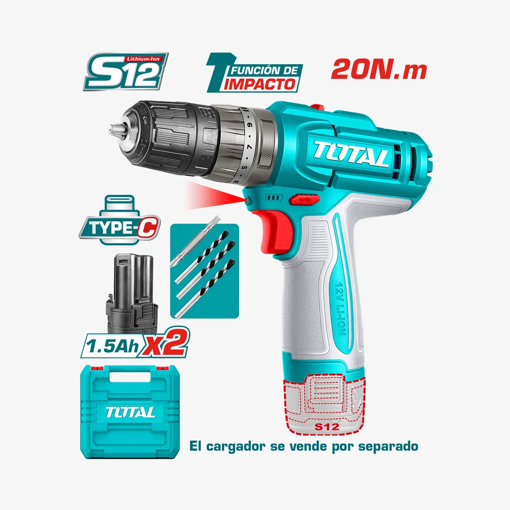 TOTAL TIDLI12206 Cordless Impact Drill – 12V 20Nm