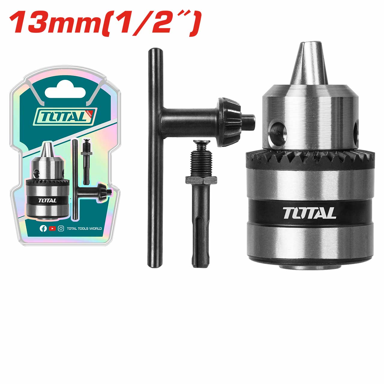 TOTAL TAC451301.1 13mm Key Chuck with SDS Adapter – 1.5–13mm