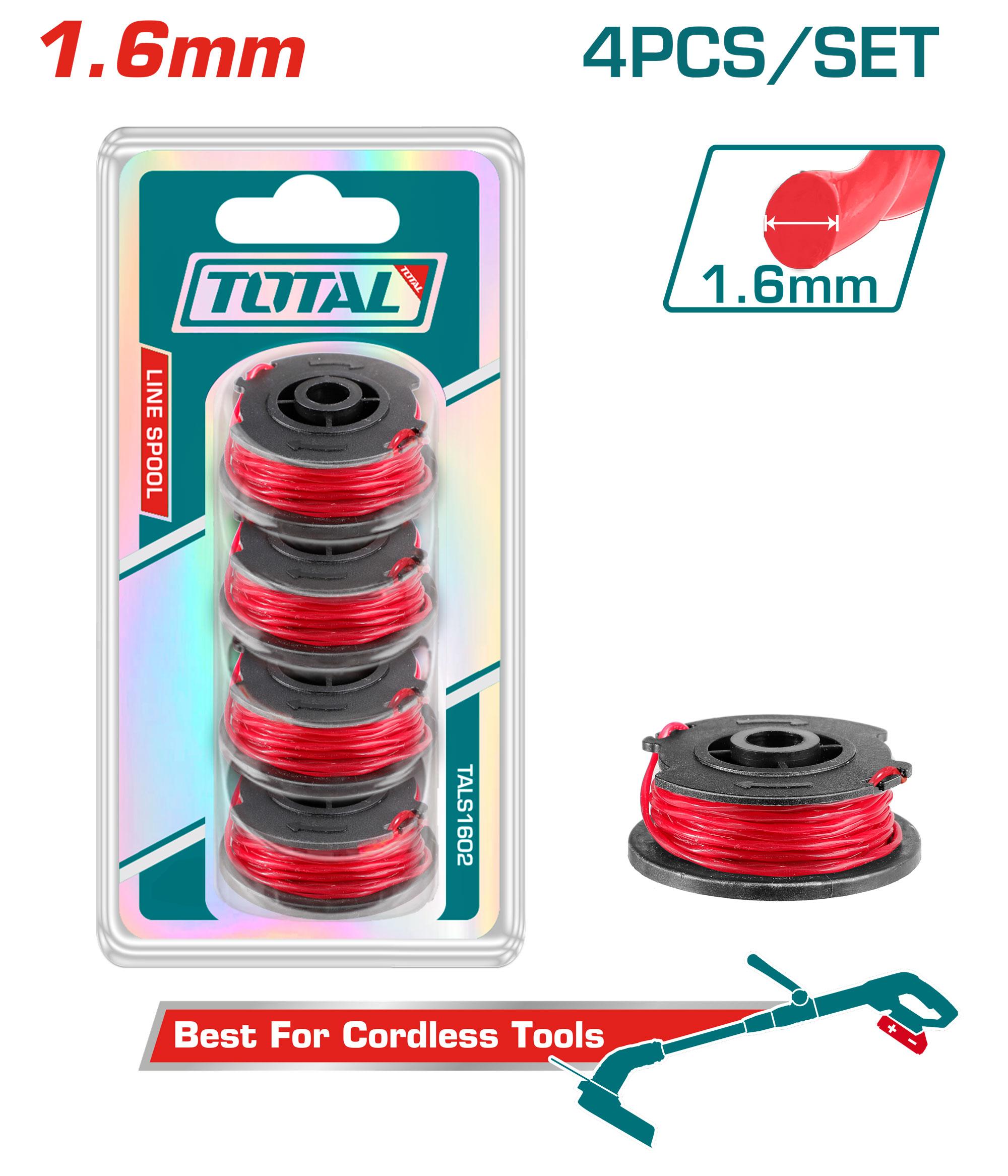Total TALS1602 Grass Trimmer Line Spool Set – 1.6mm, 5m, 4 Pieces