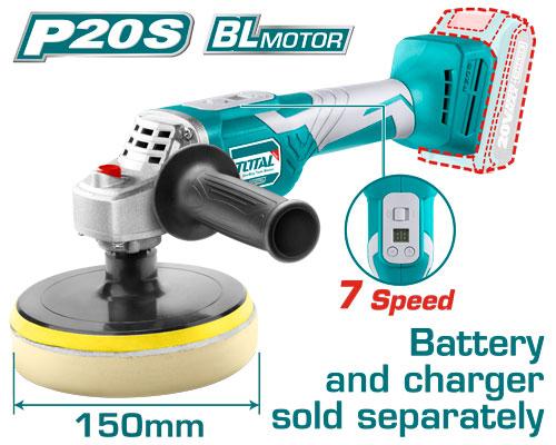 Total TAPLI2001 Cordless Polisher 20V – 150mm Brushless Motor