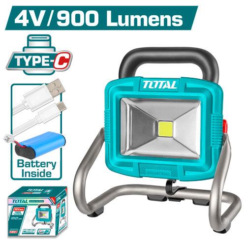 TOTAL TRLF4415 Rechargeable LED Work Lamp – 900 Lumens, 5000mAh
