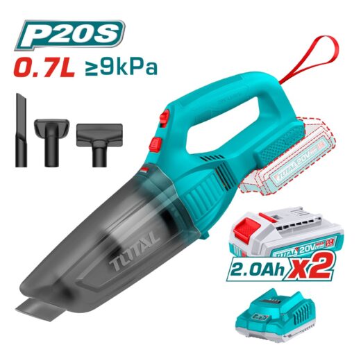 TOTAL TVLI201582 20V Cordless Vacuum Cleaner – 0.7L, 2 Batteries