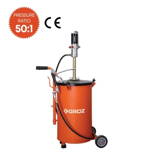 GROZ Pneumatic Grease Pump Bucket – 50kg, 50:1 Ratio, 7500 PSI