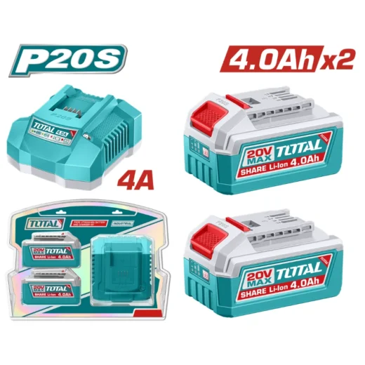 TOTAL TFBCPK2013 20V 4.0Ah Lithium-Ion Battery & Charger Kit